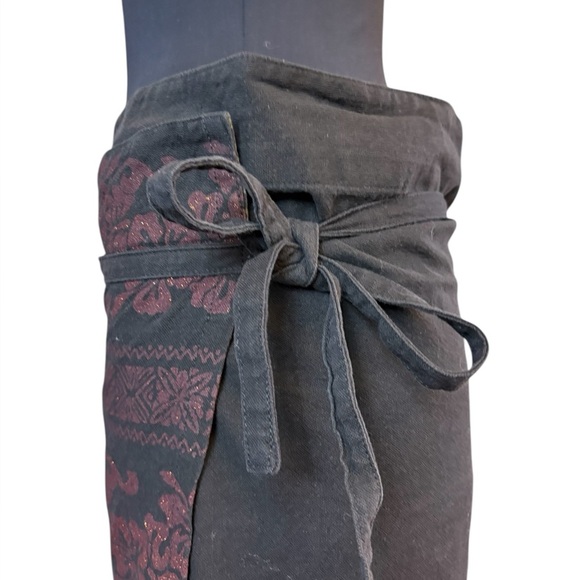 Vintage Black and Red Pencil Maxi Wrap Skirt - Picture 3 of 13